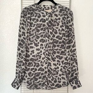 Banana Republic Animal Print Button Down Blouse